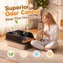 Jotesnew Stainless Steel Cat Litter Box, Odor Free High-Sided Metal Litter Box for Large Cats, Open Top Low Entry Litter Pan Design, Anti-Urine Leakage, Non-Stick, Easy to Clean, Scoop Included, Black