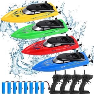 Lumiparty 4PACK RC Boat,Remote Control Boats for Kids and Adults,10km/H 2.4G High Speed Remote Control Boat, Fast RC Boats for Pools and Lakes with 8 Rechargeable Battery.