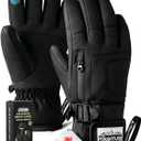 Hikenture Ski Gloves for Men&Women, 3M Thinsulate Waterproof Snow Gloves, Insulated Touchscreen Snowmobile Gloves for Cold Weather, Windproof Warm Skiing Gloves with Pocket (Medium, Black)