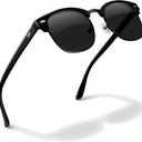 livho Rimless Trendy Polarized Sunglasses Men Women, Retro Sun Glasses for Men Women 2025, Semi Rimless UV Protection Shades (Black Matte/Black)