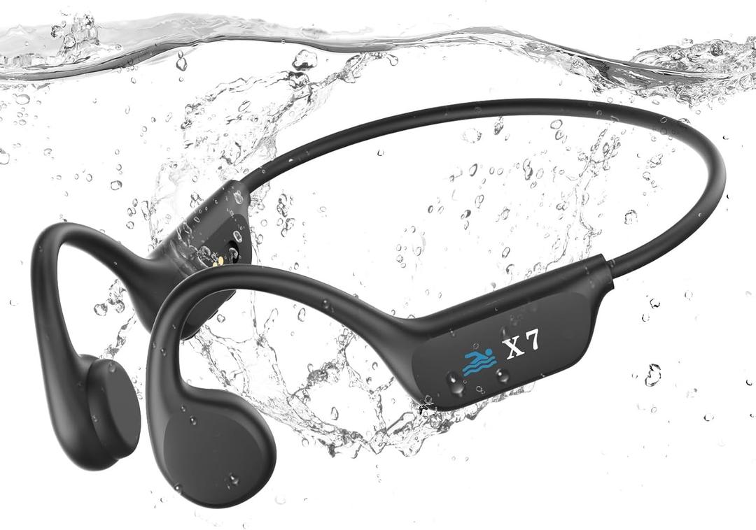 SAMVEK Swimming Headphones Bone Conduction Headphones, IP68 Waterproof Wireless Earphones built-in MP3 player 32G Memory,Underwater Swimming Headphone, Bluetooth 5.4 Open Earphone for Running, Cycling