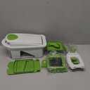 Mueller Pro-Series All-in-One, 12 Blade Mandoline Slicer for Kitchen, Food Chopper, Cucumber Slicer and Spiralizer, Cutter, Dicer, Grater, Gifts for Mom, Kitchen Essentials, White Sand/Green