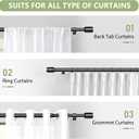 5/8 Diameter Curtain Rods 30-90 Inch, for 30-84 Inch Windows, Adjustable Splicing Black Curtain Rods for Windows with Brackets, Window Rod Long Small Curtains Rod, 2 Pack