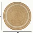 GRUHUM Round Jute Cotton Area Rug 7ft - Natural Fiber Handmade Boho Charm Farmhouse Jute Area Rug Soft Braided Rustic Vintage Reversible Indoor Outdoor Kitchen Bedroom Living Room Hallways Enterway