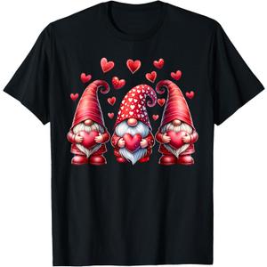 Valentines Day Gnomes Cute Red Hearts Love Gnome Women Girls T-Shirt