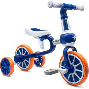 XIAPIA 3 in 1 Toddler Bike for 2-4 Year Old Girl Boy, Kids Tricycle with Adjustable Seat, Detachable Pedal and Training Wheels, Baby Balance Bike Trikes Riding Toys, Kids Chirstmas Birthday Gifts Pink (Blue)