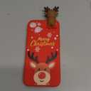 Esakycn for iPhone 13 Christmas Case, Phone Case Silicone Red 3D Doll Toy Xmas with Design for Girls Women Present Slim Shockproof Soft Cute Cover Skin for iPhone 13 6.1". Deer