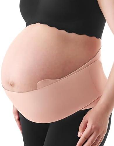 Momcozy Belly Bands for Pregnant Women, One-Piece & Portable Pregnancy Belly Band with Ergonest Back Support & Breathable Fabric – Adjustable Maternity Belt for Small/Round/High-Carrying Belly, Medium