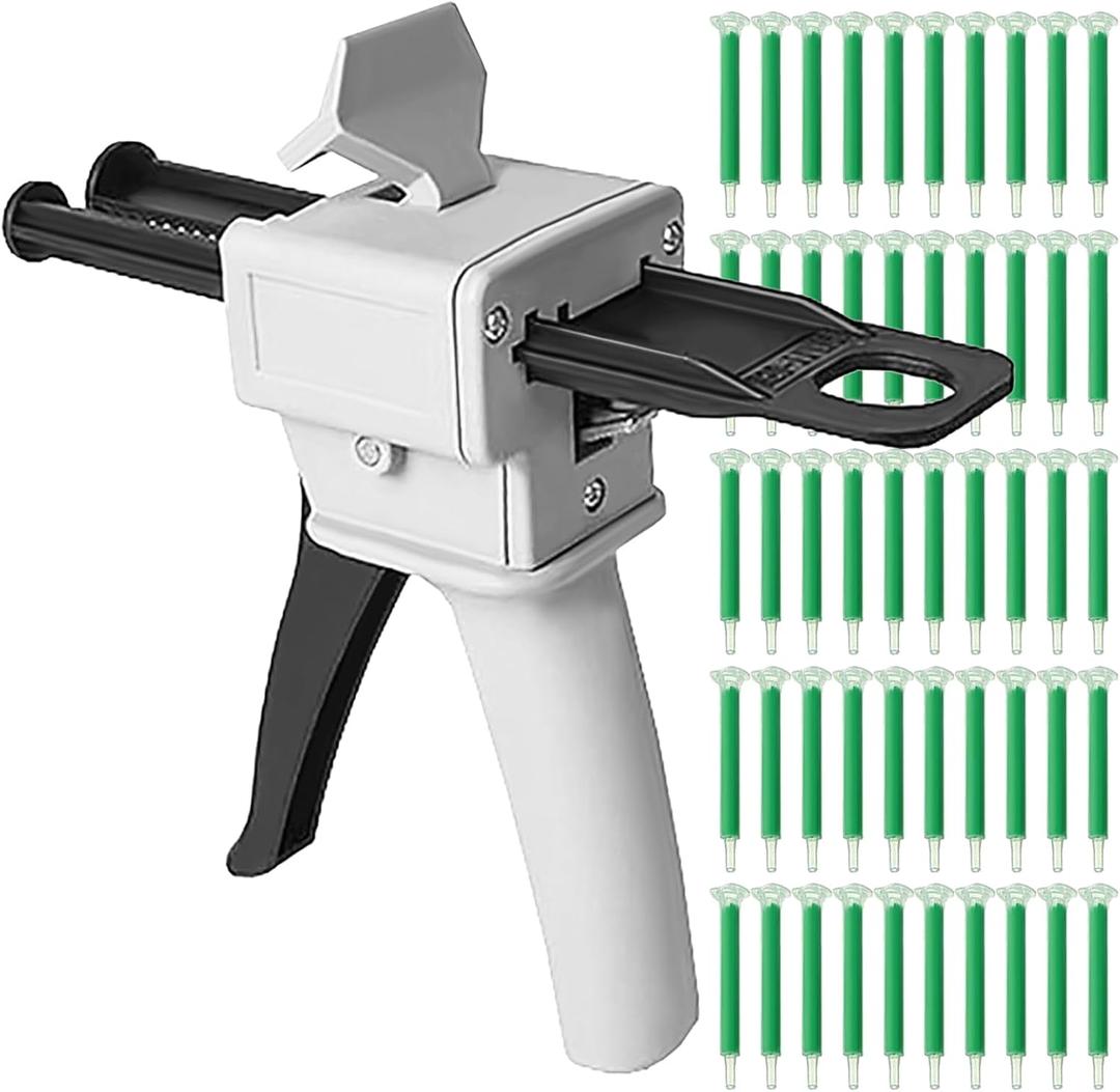 Dispenser Gun, Epoxy Glue Gun, Impression Mixing Dispensing Gun Applied to AB Plastic Tube (50ML with Mixing Nozzles)