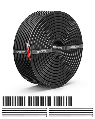 NAOEVO 18 Gauge Wire 2 Conductor Electrical Wire, 18 AWG Stranded PVC Cord, 12V Low Voltage/Tinned Copper/Flexible Cable for Automotive Wiring, Lamp Cord, Marine Cable (30FT)