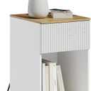 SoBuy White Narrow Nightstand with Charging Station | Small Nightstand with 1 Drawer and Open Shelf, USB & Type-C Ports for Bedroom, Living Room & Dorm, FBT172-WN