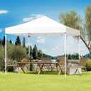 Shades 10x10 Pop Up Canopy, Heavy Duty Beach Tent with Carrying Bag for Easy Moving, Sun Shelter for Parties, Events, Camping, Outdoor Gazebo with 420D PU Coated Waterproof White Fabric