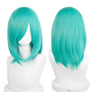 LABEAUT Teal Green Unsex Cosplay Wig for Men Woman for Short Straight Cosplay Wig with Bangs for Anime Heat Resistant Hair for Party and Halloween Costume Christmas Synthetic Hair