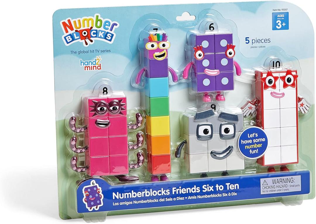 hand2mind Numberblocks Friends Six to Ten, Action Figure Set, Toy Figures & Playsets, Small Figurines for Kids, Counting Blocks, Numbers for Toddlers, Math Toys, Kids Birthday Gifts