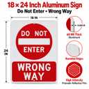 Metal Do Not Enter Wrong Way Sign Outdoor, 24x18 Reflective Aluminum