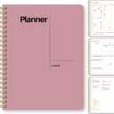 Undated Weekly Planner, 8.5x11  Dashboard Layout with Yearly Review, Monthly Calendars, & Weekly To Do List, Spiral Bound Organizer for Work, Study & Life (Pink)