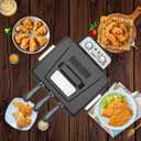 1800W 5 Liters/21 Cups Large Electric Deep Fryer with 3 Frying Baskets, Adjustable Temperature,View Window Lid,Countertop Stainless Steel Body Deep Fryer Pot,Perfect for Kitchen, Fry Fish for Home Use