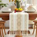 6 x OTOSTAR Khaki Table Runner 13x72 Inches Boho Rustic Table Runner with Tassels Farmhouse Kitchen Dining Macrame Table Decoration for Christmas Home Wedding Party Birthday Holiday Decor (Khaki)
