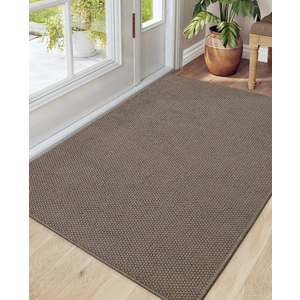 DEXI Indoor Door Mat 32x48, Washable Entrance Mats with Non Slip Rubber Back, Ultra Thin Entryway Mats Absorbent Dirt Carpper Front Back Doormat for Entry Floor Inside Home, Brown