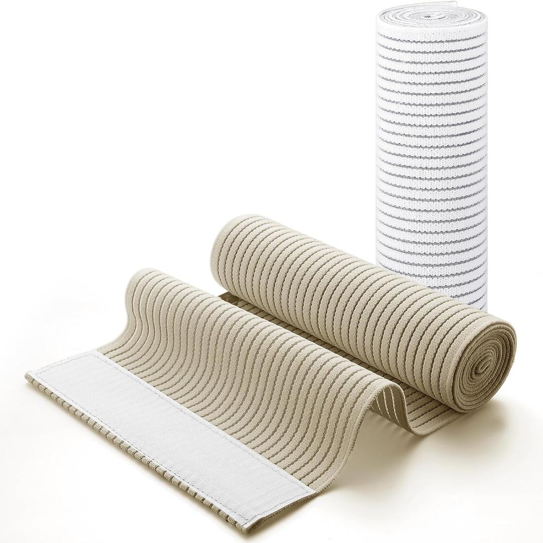 Geiserailie 2 Pcs Chest Compression Wrap Breast Support Band Support Strap Bandage Adjustable Chest Binder for Sports Running for Large Breasted Women Prevent Breast Bounce (White, Beige,Large)