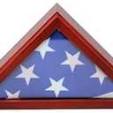 American Flag Black Display Case - Wood Frame Fits 5x9.5' Folded Flag - Veteran Burial Memory - Glass Front