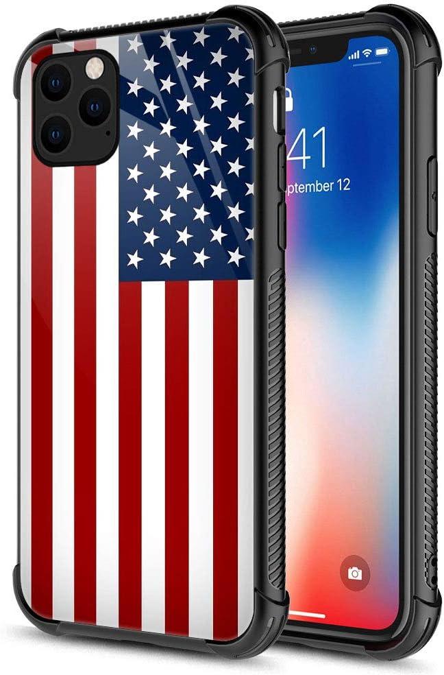 CARLOCA Compatible with iPhone 11 Case, Red and Blue American Flags, Graphic Design Shockproof Anti-Scratch Hard Back Case for iPhone 11