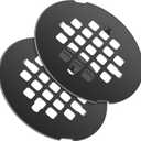 Enhon 2 Pack 4-1/4 Snap in Shower Drain Cover, Round Strainer Drain Grid, Bathroom Shower Grate Cap Replacement for Hair Catcher, Stainless Steel (Matte Black)