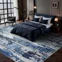 8x10 Area Rugs, Abstract Morden Soft Washable Rug, Non-Slip Low Pile Rugs for Living Room, Bedroom, Dining Room, Home, Office(A-Ocean Blue)