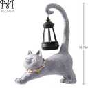 RM ROOMERS Cat Garden Statue with Lantern  Solar Cat Light Outdoor Figurine for Yard Patio Porch  Gifts for Women Gardeners  House Decorations, Birthday & Mothers Day Garden Gifts