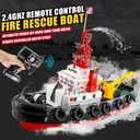 BESTYMXY RC Boat, HengLong 2.4GHZ US Fire Rescure Boat, Remote Control FireBoat, Water Spray with 2 Rechargeable Batteries, Swimming Pool Lake for Age 14+