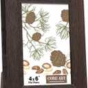 CORE ART 4x6 Picture Frame, Handmade Wood Rustic Brown Photo Frame, High Definition Semi-tempered Glass Wall or Tabletop Display (4x6 - 1 pack)