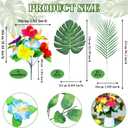 Hotop 30 Pcs Hawaiian Flower Centerpieces for Tables with Artificial Hibiscus Flowers and Artificial Palm Leaves Hawaiian Party Decorations Fake Tropical Flowers for Wedding Birthday Supplies