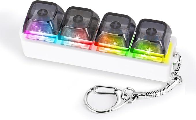 Keyboard Fidget Toy, Keyboard Clicker with LED Light, Keyboard Fidget Keychain, Keyboard Button Finger Clicker for Anxiety Relief (Style2)
