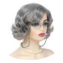 Old Lady Wig, Easy Apply Granny-Themed Short Curly Wig, Gray Short Wavy Glueless Wigs with Accessories - Silver Grey Grandma Costume Wig for Women, Granny Wigs, Old Person Wig