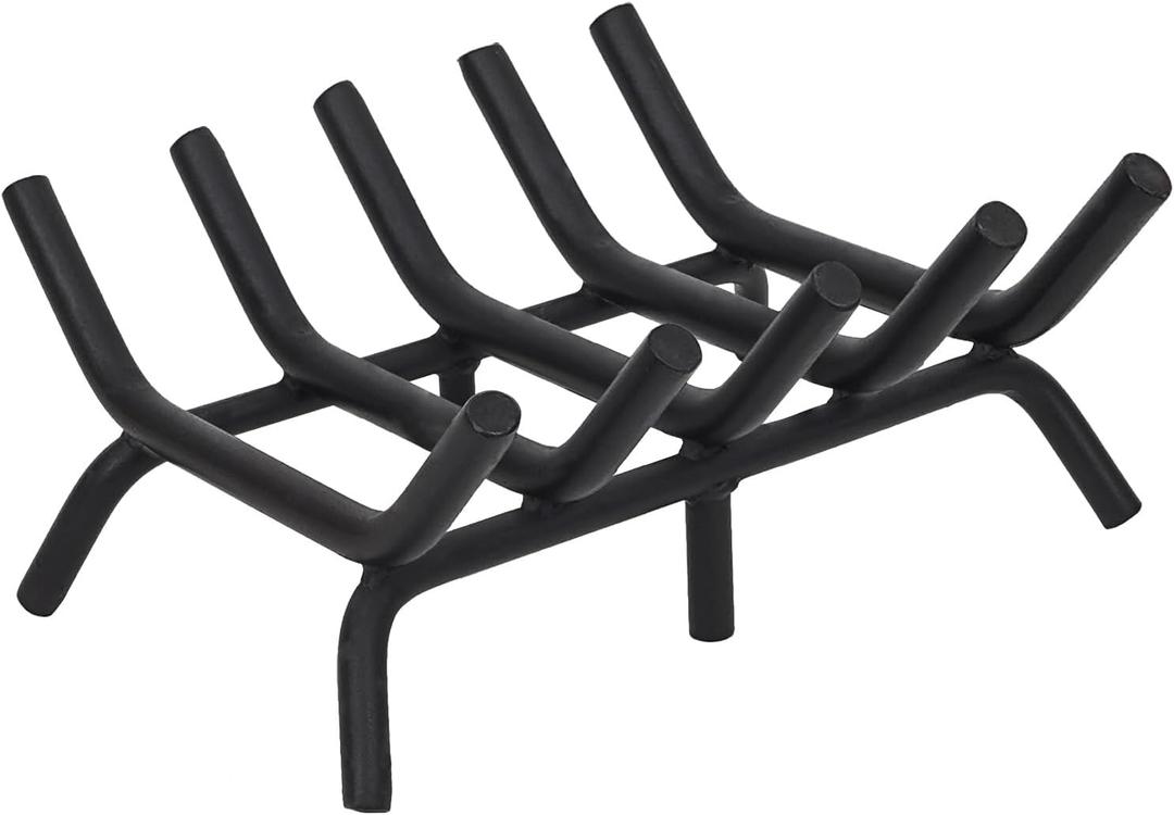 G GOOD GAIN Fireplace Log Grate - 17 inch Firewood Burning Holder Heavy Duty | Fire Log Burning Wrought Iron Rack | Fire Pit Tray for Indoor Chimney Hearth & Outdoor Camping