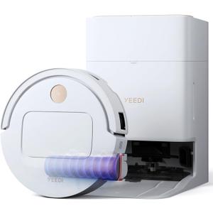 Yeedi M14 Plus Robot Vacuum and Mop with All-in-One Station, 18000Pa, OZMO Roller Instant Self-Washing Mopping, 167 Hot Water Mop Washing & Self-Drying, ZeroTangle 3.0, Self-Emptying, White
