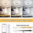 24" Bladeless Ceiling Fans with Lights and Remote, Low Profile Enclosed Ceiling Fan with 6 Wind Speed, 3 CCT(3000K-6000K) Dimmable LED Flush Mount Fandelier for Bedroom Kitchen Living Room