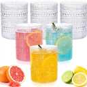 18PCS Plastic Hobnail Drinking Glasses - 14 Oz Clear Vintage Glasses Mixed Drinkware Sets - Disposable Beaded Cups for Beer, Whiskey, Juice, Cocktail, Wine, Party (3.93 inch*3.14 inch)
