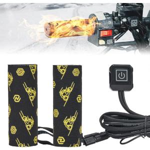 KEMIMOTO Heated Motorcycle Grip Pads, IP67 Waterproof, Universal for 12V ATV Motorcycle Hand Grip with Temperature Adjustable & Fast Heating