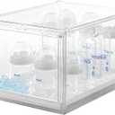 ERTIUANIO Baby Bottle Organizer, Clear Stackable Acrylic Storage for Countertop Cabinet, Baby Bottle Station Organizer with drawer for Pacifiers, Pump Parts