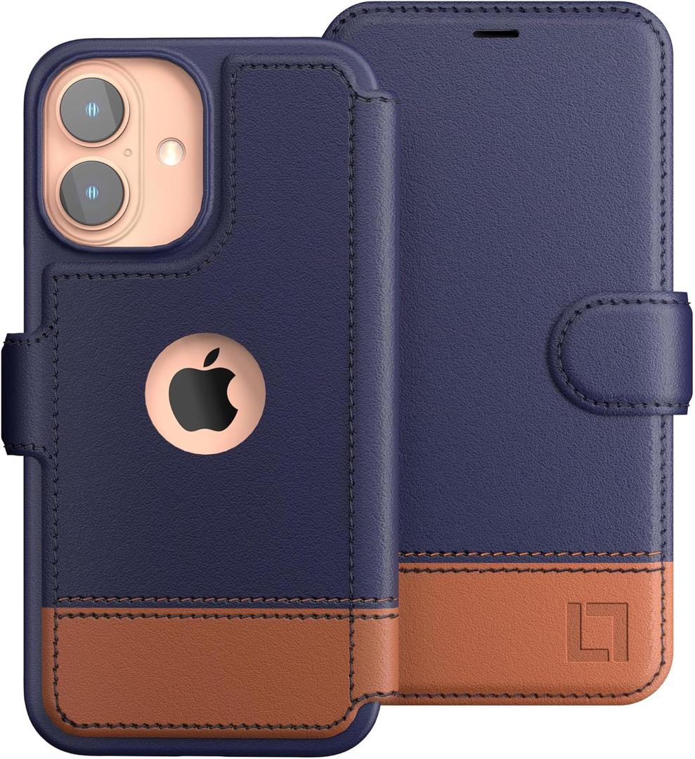 LUPA Legacy for iPhone 16 Wallet Case, Ultra Slim & Protective, Shockproof, Credit Card Holder, Wireless Charging Compatible, Premium Vegan Leather, Folio Cover (6.1") Desert Sky (Blue & Brown)