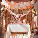 Rose Gold Birthday Decorations for Women - Happy Birthday Decorations Kit, Girls Party Supplies Includes Curtains, Balloons, Banner, Tablecloth, Cake Toppers, and More for a Chic Celebration