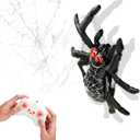 Wall Climbing Remote Control Spider, Rechargeable RC Wall Crawler Spider Robot with High Speed & 360 Rotation, Funny Prank Toys Gifts for Boys & Girls Age 3+ (Black)