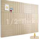 Large Cork Boards for Walls 48"x 36" - 1/2 Thick Bulletin Board, 12 Pack Felt Wall Tiles with Safe Removable Adhesive Tabs, Pin Board Cork Board for Office - Tan