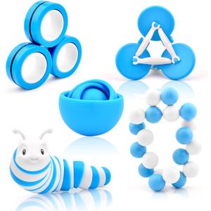 Fidget Toys Adults Pack, Sensory Toys Set for Kids, Fidget Spinner Slug, Figette Cool Gadget for 8-12 Boys Teens ADHD Autism Stress Relief Desk Toy Easter Basket Stuffers for Gift