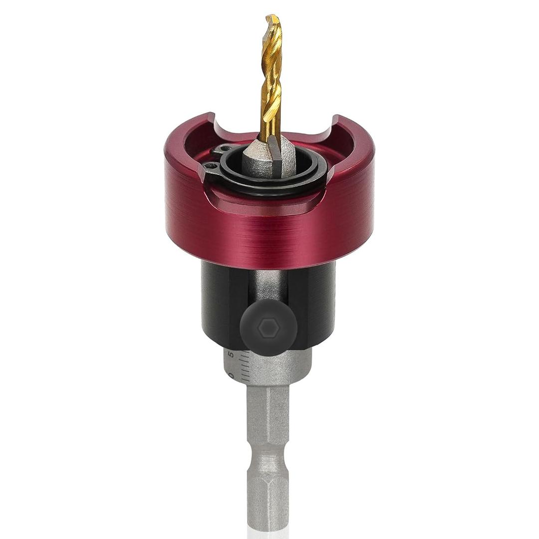 KEENTECH Carbide Tipped 82 Countersink Drill Bit with Depth Stop, 3/8" Dia x 1/8" Drill Diameter x 1/4" Shank, Adjustable Depth Stop with Ball Bearing for High Fine Finish on Softwood and Hardwood