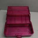 Glitter Purple 3 Layer Craft Storage Box, Purple Tackle Box Organizer for Craft Tool, Cosmetic Organizer for Girls (Pink)