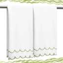 2 Pcs Scalloped Hand Towels 100% Cotton Fingertip Towels for Bathroom 15.75 x 27.56 Inch 600 GSM Cute Soft Absorbent Embroidered Decorative for Home Hotel (Sage Green, Classic)