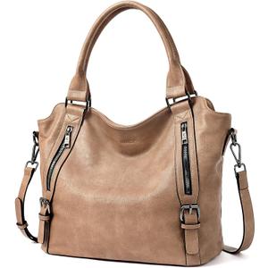 CLUCI Purses for Women, Large Hobo Bags for Women, Multiple Pockets Tote Handbags, Water Repellent Shoulder Bag (08-camel)