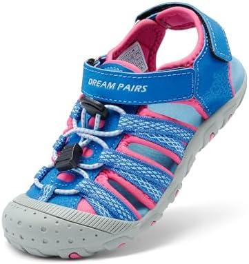 DREAM PAIRS Boys Girls Summer Outdoor Athletic Sport Sandals Hiking Beach Casual Closed Toe Adjustable Multicolor for Toddler/Little/Big Kids